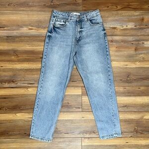 ZARA Jeans Light Wash High Rise Straight Leg Ankle Women Size 6 Denim 25”